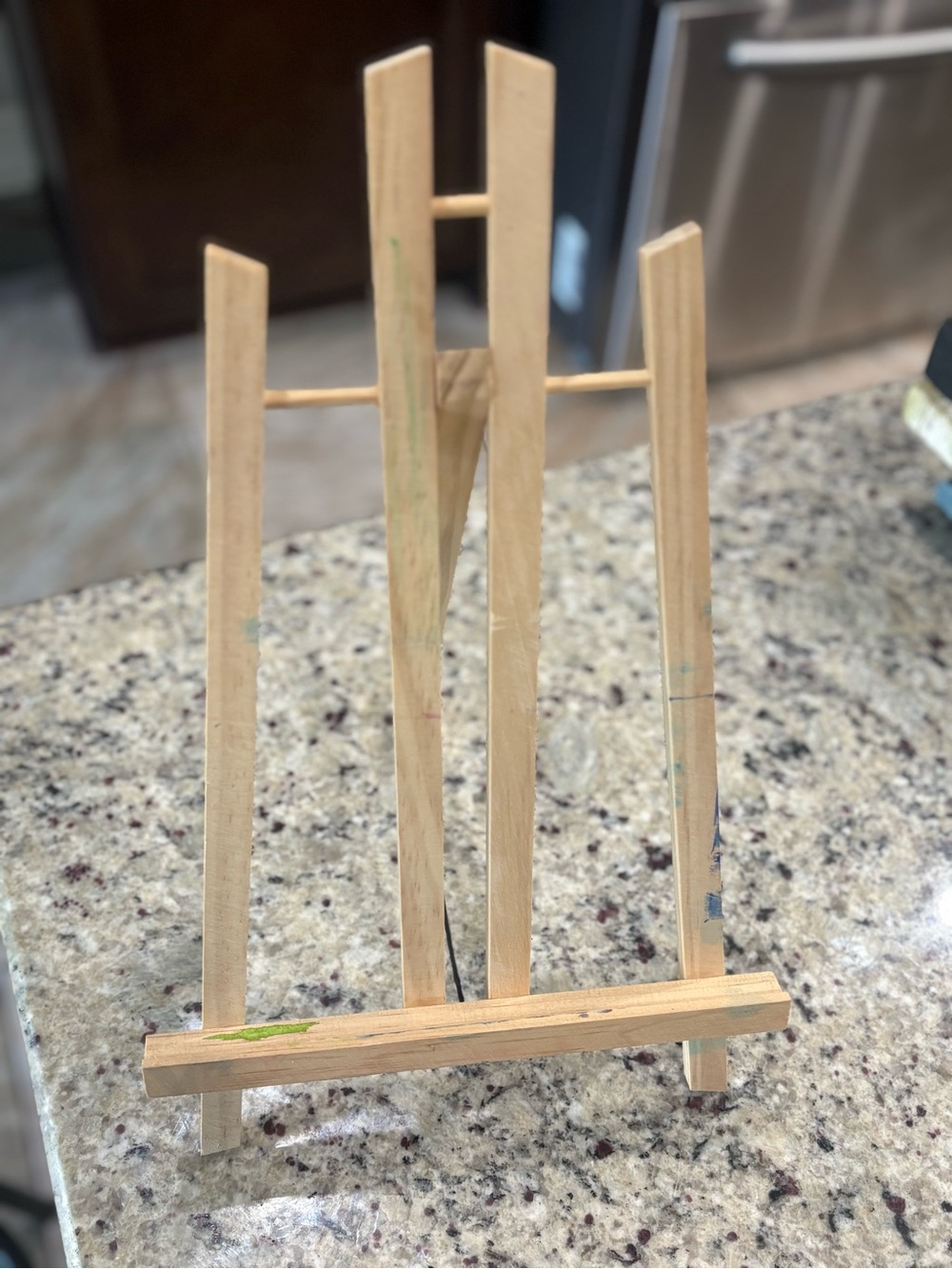 Compact wooden easel GUC with paint spots